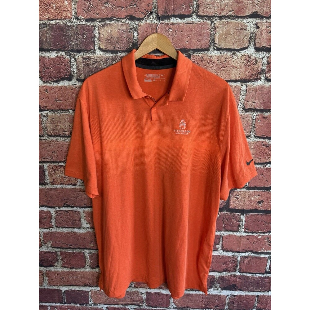 Nike Golf Mens Orange Short Sleeve Tour Pro Golf Polo Size XL Silverado Napa